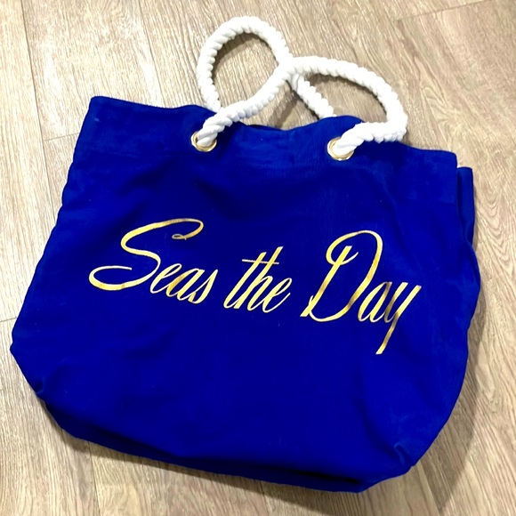 POP NYC BLUE ‘SEAS THE DAY’ TOTE BAG - Picture 1 of 8